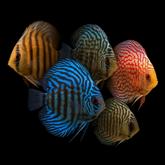 Assorted discus fish
