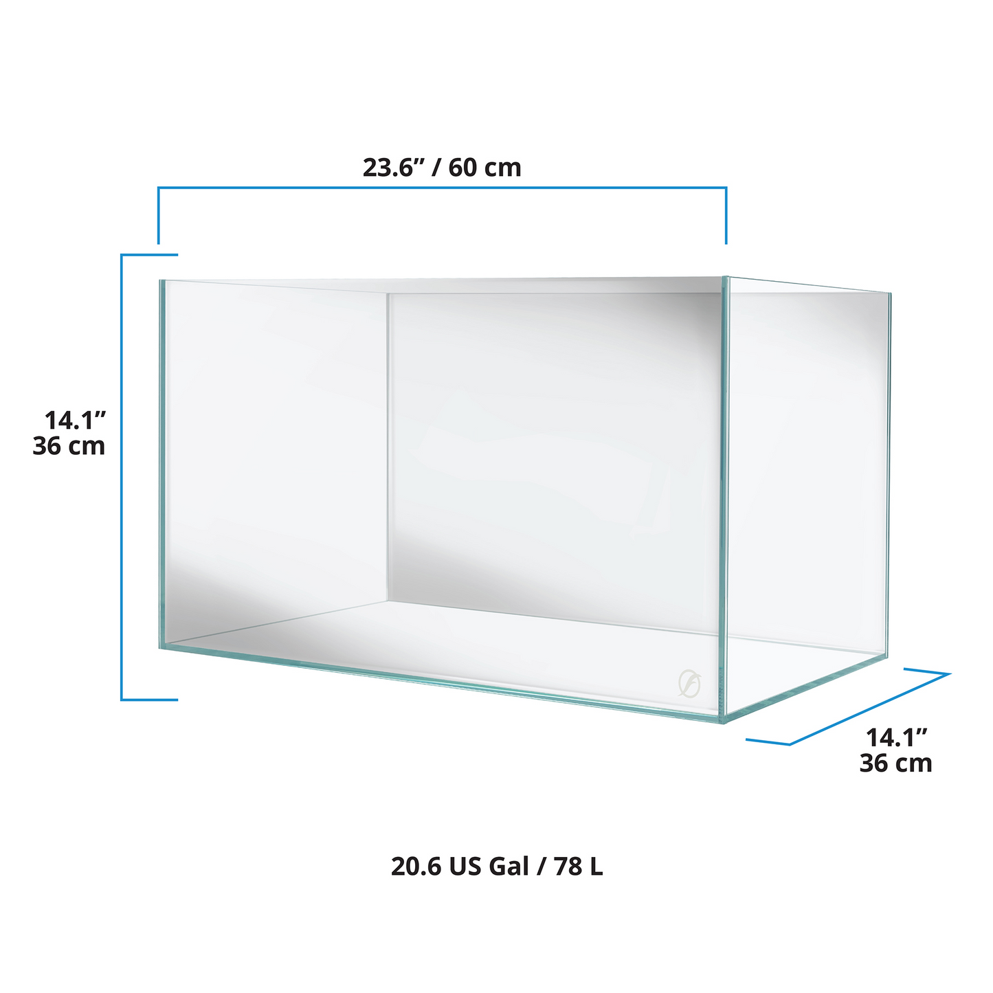 Fluval Crystal rimless / Visi-White 60P Aquarium Tank - 20.6 US Gal / 78 L