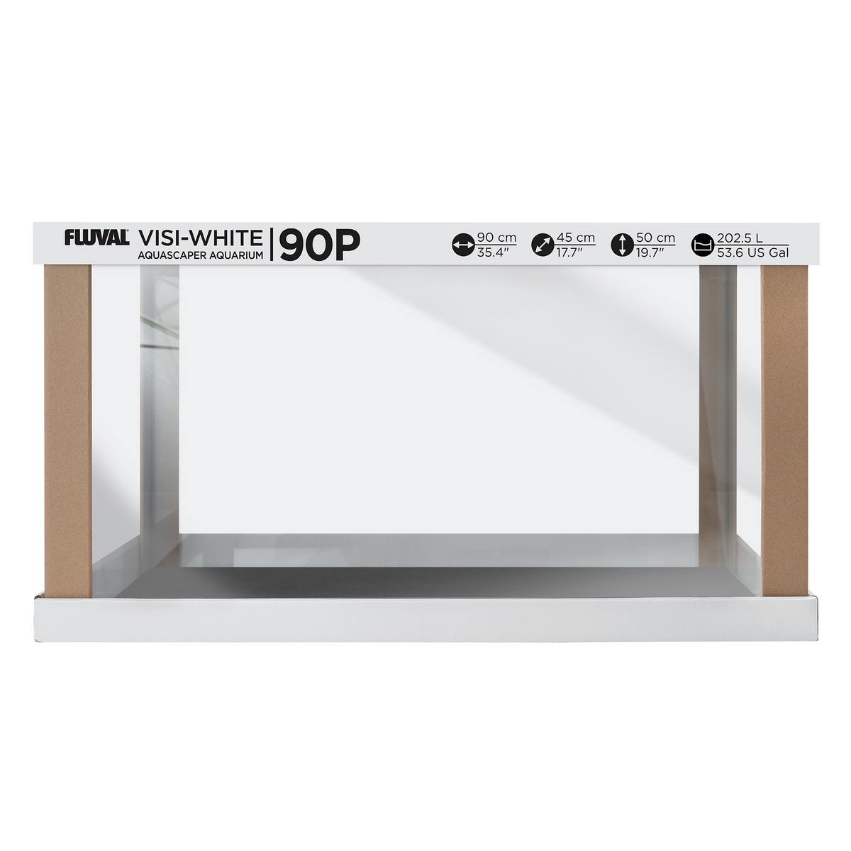 Fluval Crystal Rimless/Visi-White 90P Aquarium Tank - 53.6 US Gal / 202.5 L