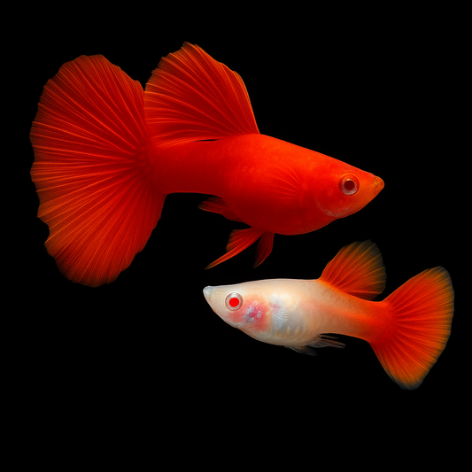 Guppy- Fancy Full red Albino